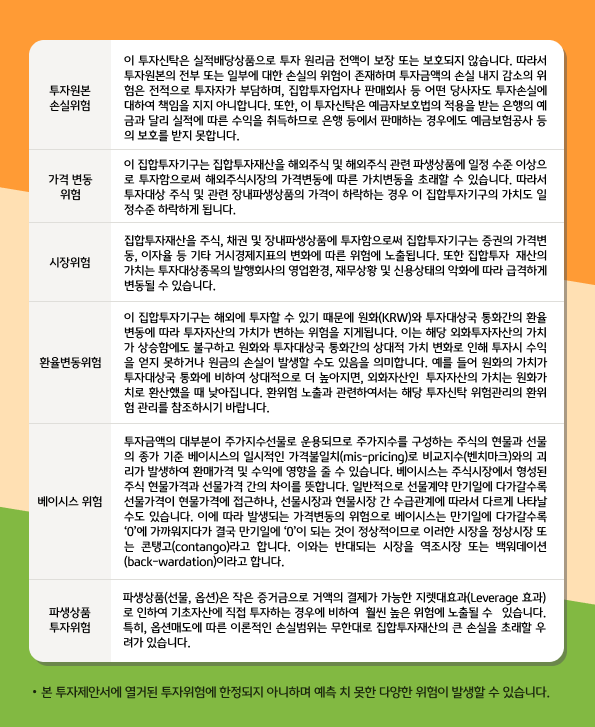 'kb 스타 인도 nifty 50 인덱스' 펀드의 주요 위험 요소들.